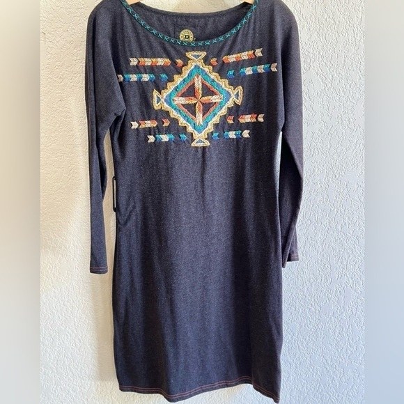 Double D Ranch Dolman Sleeve Long Sleeve Southwestern Western Aztec Dress XS - Picture 3 of 6